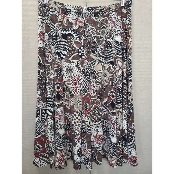Chico's Floral Paisley Print Flared Pull-On Stretchy Midi Skirt Size 3 (XL) - Picture 3 of 5